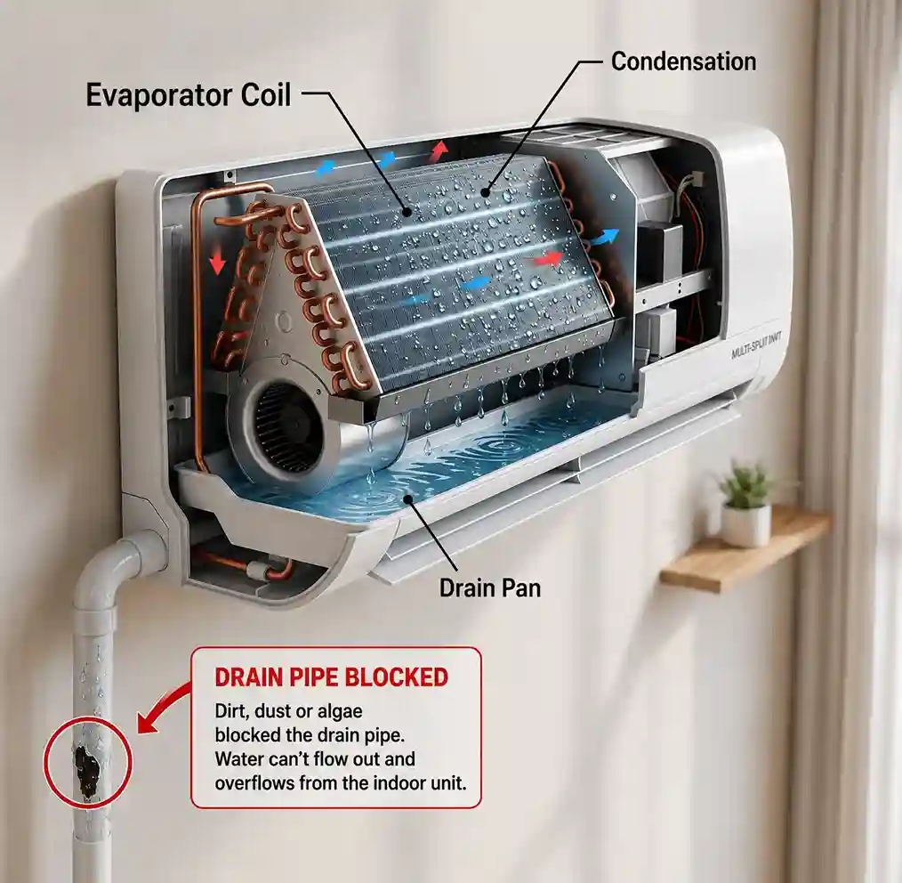 Split ac water drain issue